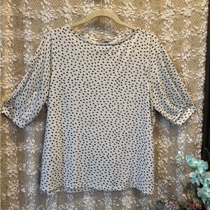 H&M Black and White Polka Dot Blouse Size L